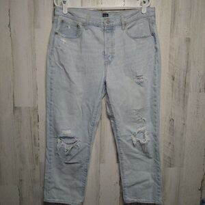 GAP Boyfriend Jeans Size 12 Light Wash Destroyed